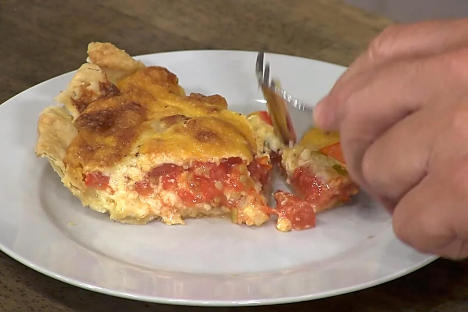 tomato pie slice on plate