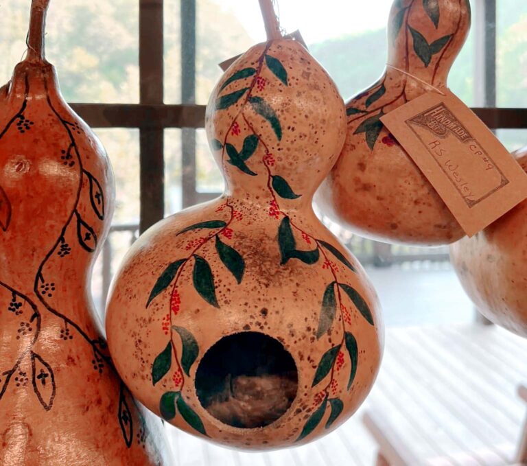 hand-painted gourd birdhouses
